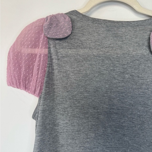 RED Valentino Gray Tee with Pink Puffed Sleeve Bows - Picture 13 of 14